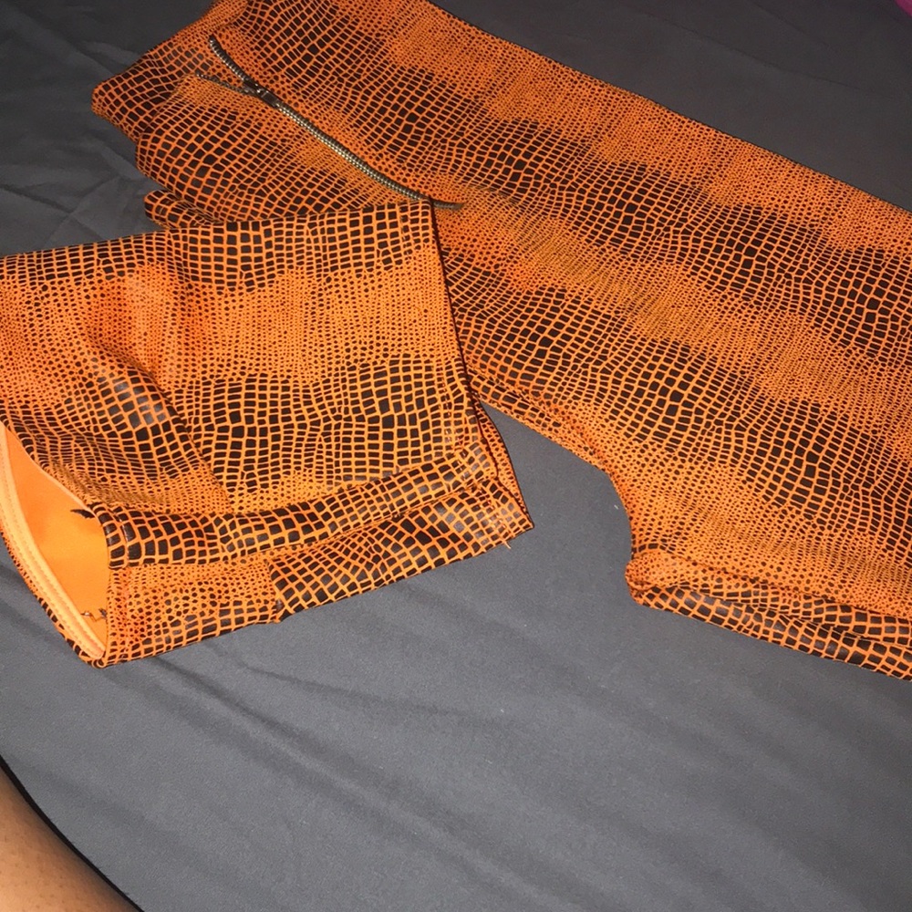 Two piece snake skin burnt orange leggin set